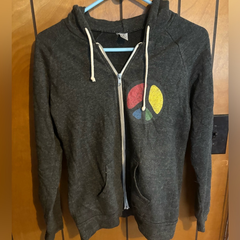 Peace sign zip up sweatshirt
